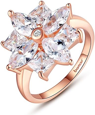 Fashion Charm Flower Womens Girls Rose Gold Plated Brass AAA Cubic Zircon Flower Finger Engagement Ring Hot sale