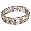 Link Bracelets in Sterling Silver Multi Gemstones Dia 2.6 inches (brclt279)
