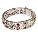 Link Bracelets in Sterling Silver Multi Gemstones Dia 2.6 inches (brclt279)