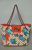 Betsey Johnson The Check It Out Small Tote in Red,Bags (Handbags/Totes) for Women