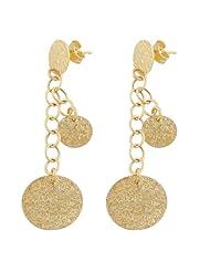 14 Karat Yellow Gold Graduated Hammered Discs Dangle Earrings