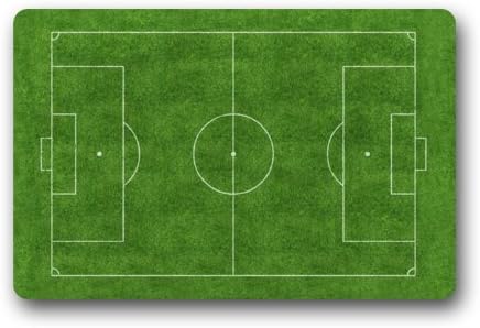 Soccer Field Pattern Non-Slip Indoor or Outdoor Door Mat Doormat Home Decor Rectangle - 23.6"(L) x 15.7"(W), 3/16" Thickness