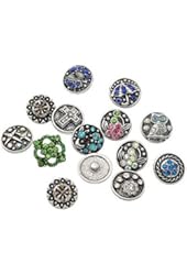 6Pcs Mixed Rhinestone Snaps Ginger Buttons 18mm
