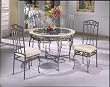 5 Piece Antique Hand Brush with Ivory Marble Border Dining Set By Coaster Furniture
