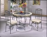 5 Piece Antique Hand Brush with Ivory Marble Border Dining Set By Coaster Furniture