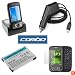AT&T HTC 8925 Tilt Smartphone Accessory Bundle - 3-In-1 USB Hot Sync Charging Cradle with Spare Battery Charger Slot + Standard Lithium-Ion Battery + Car Charger with Ic Chip + Premium Reusable LCD Screen Guard Protector with Lint Cleaning Cloth By Ikross