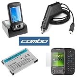 AT&T HTC 8925 Tilt Smartphone Accessory Bundle - 3-In-1 USB Hot Sync Charging Cradle with Spare Battery Charger Slot + Standard Lithium-Ion Battery + Car Charger with Ic Chip + Premium Reusable LCD Screen Guard Protector with Lint Cleaning Cloth By Ikross