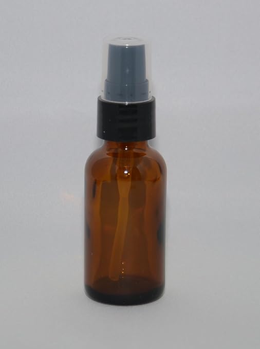 2 oz Amber Boston Round Glass Bottle with Fine Mist sprayer 6/bx