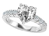  : 2.35 cttw 925 Sterling Silver 14K White Gold Plated Genuine Heart Shape White Topaz Engagement Ring - Gold Plated Silver