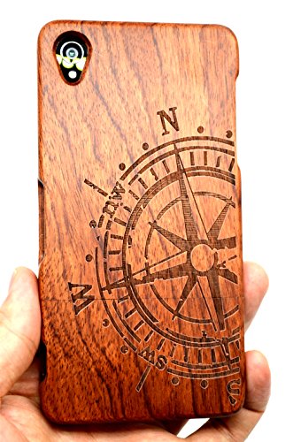 Sony Xperia Z3 Wood Case ,PhantomSky[Luxury Series] Premium Quality Handmade Natural Wood Cover with Free Screen Protector for your Xperia Z3 - Rose Wood Compass