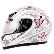MATTE WHITE PINK BUTTERFLY FULL FACE MOTORCYCLE HELMET DOT (Medium)