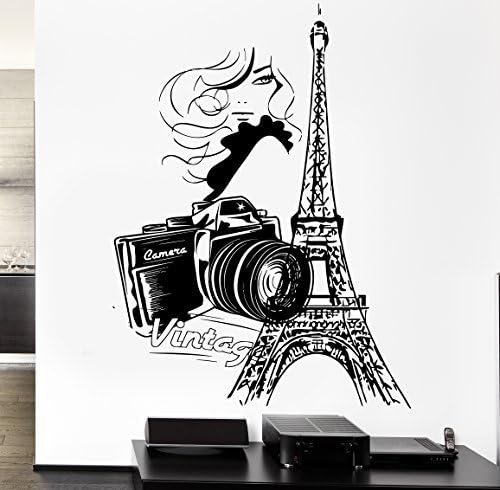 ChrisGDodge Wall Sticker Home Decor Wall Decor Paris Eiffel Tower France Camera Vintage Sexy Girl Romantic Sticker