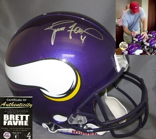 Brett Favre Autographed/Hand Signed Minnesota Vikings Full Size Authentic Proline Helmet