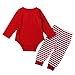 Rorychen Baby Unisex 2PCS Clothes Set:Red Bodysuit+Striped Pants Christmas(0-2T)