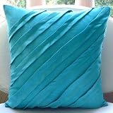 Contemporary Turquoise - Decorative Pillow Covers In Turquoise Suede