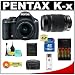 Pentax K-x Digital SLR Camera (Black) with 18-55mm DA L Zoom & 55-300mm DA L Lens + 16GB SDHC Card + AA Batteries & Charger + Case + Accessory Kit