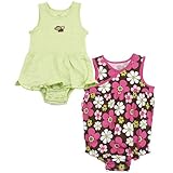 Carter's 2-Pack Sunsuit - Green Stripes & Floral Girls