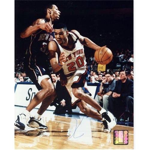 Allan Houston Autographed New York Knicks (Drive vs Nets) 8x10 Photo