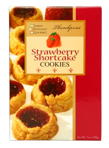 Simply Indulgent Gourmet Strawberry Shortcake Thumbprint Cookies, 7-Ounce Boxes (Pack of 12)