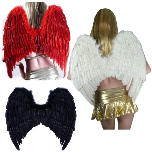 SACASUSA (TM) Large Feather Fairy Angel Wings 3 colors Black, White or Red