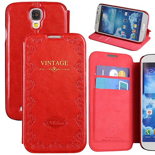Galaxy S4 Case,by Ailun,Wallet Case,Samsung Galaxy i9500 Case,Card Holder Case,Stand Feature,Magic Book Case,Flip Cover Case[Red]