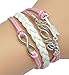 ETSYG Vintage Silver One Direction Infinity Anchor Bracelet Navy White Leather Rope Handmade
