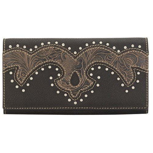 Faux Leather Wallet - Ladies - Dark Brown - Cody - Bandana