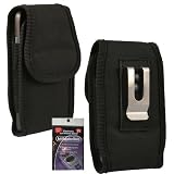 Verizon Casio G'zOne Ravine 2 Vertical heavy duty rugged canvas cell phone case with Velcro closure, metal clip and belt loop under the clip. Great for Hiking, Camping, Construction, Landscapers outdoor activity. Comes with Antenna Booster.