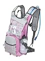 rosa grauer Rucksack mit seitlichem Getränkehalter
