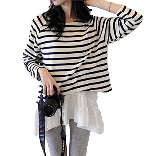 [CASA ROSADA] ボーダー Tシャツ カットソー  チュニック レイヤード風  オリジナルブレスレットセット