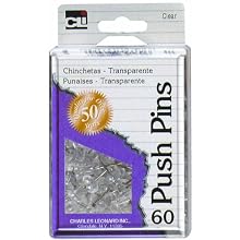 Charles Leonard Pins - Push - Reusable Box - Clear - 60/Box, 79160