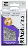 Charles Leonard Pins - Push - Reusable Box - Clear - 60/Box, 79160