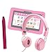 DURAGADGET Kurio TAB / TAB XL / 10S / Phone / Pocket / Touch 4S / XTREME - Pretty Pink Ultra-Stylish Kids Fashion Headphones with Padded Design, Button Remote & Microphone for Kurio TAB / TAB XL / 10S / Phone / Pocket / Touch 4S / XTREME Kids Tablet + BONUS Matching Stylus!