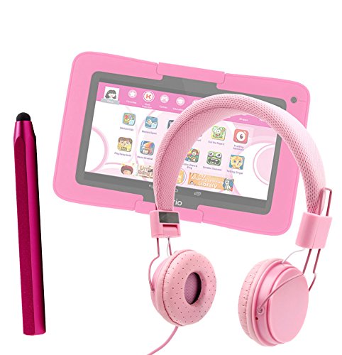 DURAGADGET Kurio TAB / TAB XL / 10S / Phone / Pocket / Touch 4S / XTREME - Pretty Pink Ultra-Stylish Kids Fashion Headphones with Padded Design, Button Remote & Microphone for Kurio TAB / TAB XL / 10S / Phone / Pocket / Touch 4S / XTREME Kids Tablet + BONUS Matching Stylus!