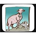 Mouse Pad with bell, pink, rock, standing, sheep