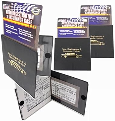 Set of 4 Auto Car Registration Insurance Holder Wallet - Document Id Black Case for Car Truck Boat