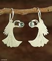 Blue topaz dangle earrings, 'Moon Angels'