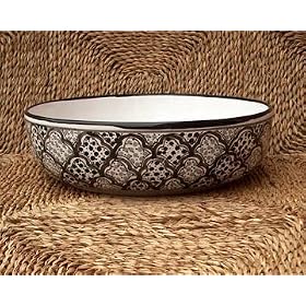 Le Souk Ceramique ~ Black Tie Wide Salad Pasta Bowl by Le Souk Ceramique