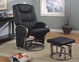 Black Swivel Glider Rocker Recliner Chaise Chair and Ottoman