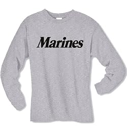 Marines Long Sleeve T-Shirt - Military Style Physical Training T-Shirt in gray