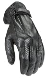 Power Trip Jet Black Perforated Mens Motorcycle Gloves Black XL