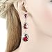 EVER FAITH® 3 Teardrop Zircon Pierced Earrings Red Austrian Crystal