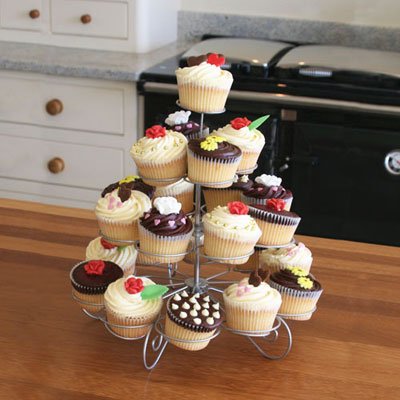 4 Tier Cupcake Tree 23 Cup Cake Silver Stand Holder