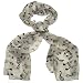 Acosta Scarves - White with Black Music Notes & Clef Print - Ladies Fashion Accessory Scarf - Gift Boxed