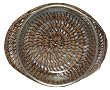Glass Small Round Casserole Dish With Woven Palm Leaf Basket 8.75"L x 3"H