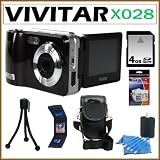 Vivitar Vivicam iTwist X028 10.1MP 4X Digital Zoom with 2.4-inch LCD Screen Digital Camera in Black + 4GB Accessory Kit