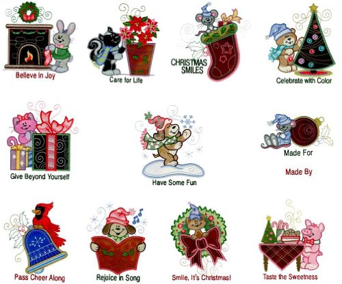 Brother Embroidery Card CHRISTMAS SMILES APPLIQUE 