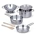 Melissa & Doug Stainless Steel Pots and Pans Pretend Play Kitchen Set for Kids (8 pcs)