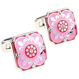 Pink Crystal Button Cufflinks