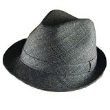CLASSIC JACQUARD PLAID STINGY FEDORA TRILBY HAT GRAY LARGE